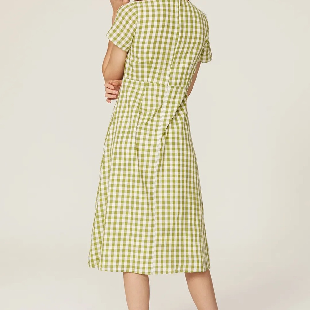 Madewell Green Gingham Midi Dress - Picture 3 of 6